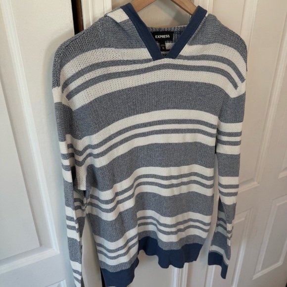 Express Women’s Striped Lightweight Hooded Long Sleeve 100% Cotton Size XL - Picture 2 of 10